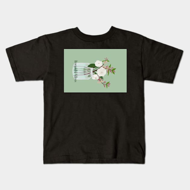 Honeysuckle and Roses portrait card Kids T-Shirt by Peleegirl